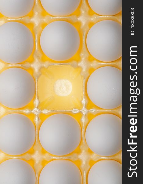 Carton of Eggs on Vibrant Yellow Modern Pattern.