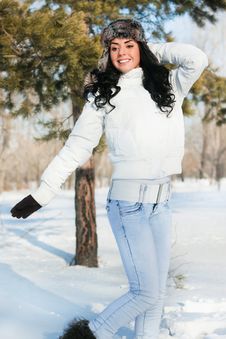 Beautiful Girl On A Walk In A Winter Park, Stock Photos Beautiful Girl On A Walk In A Winter Park, Stock Photos