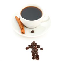 Coffee Cup And Arrow Made Of Coffee Beans Stock Photography