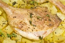 Roasted Duck Legs And Potatoes Royalty Free Stock Images Roasted Duck Legs And Potatoes Royalty Free Stock Images