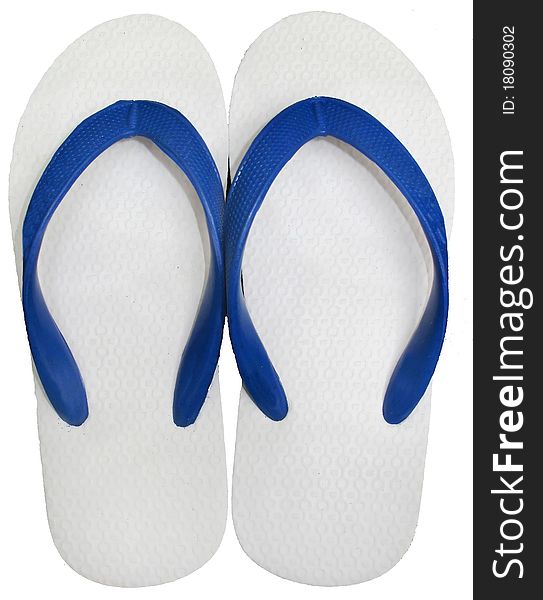 One Pairs Flip Flops White Color Isolated On White