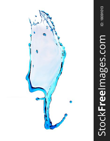 Blue water splash isolated on white background