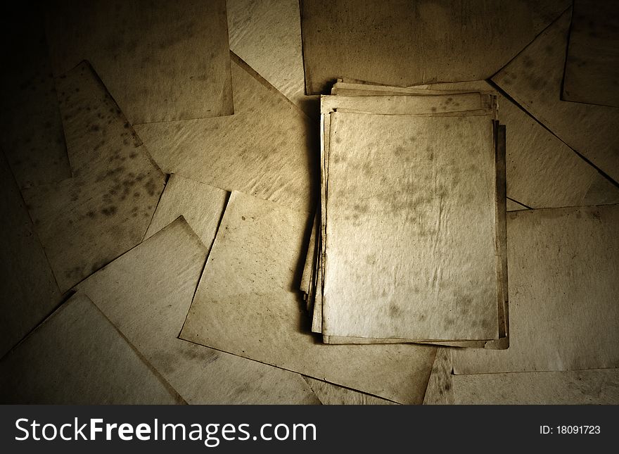 Stack of old papers, retro background