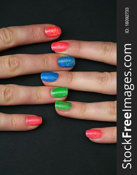 Artificial fingernail with airbrush pattern. Artificial fingernail with airbrush pattern