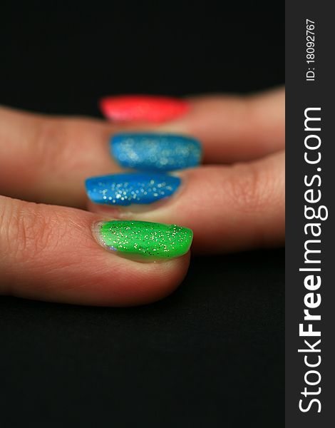 Artificial fingernail with airbrush pattern. Artificial fingernail with airbrush pattern
