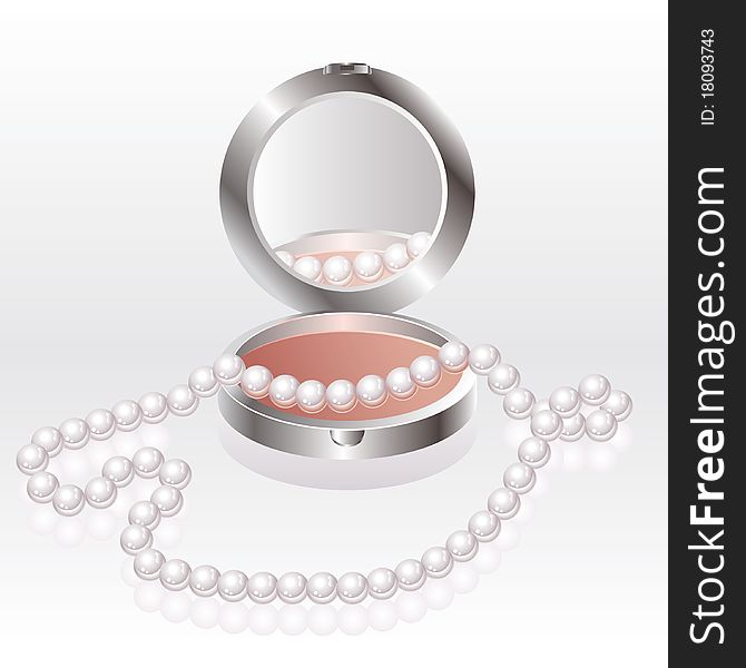 Blush with pearl necklace