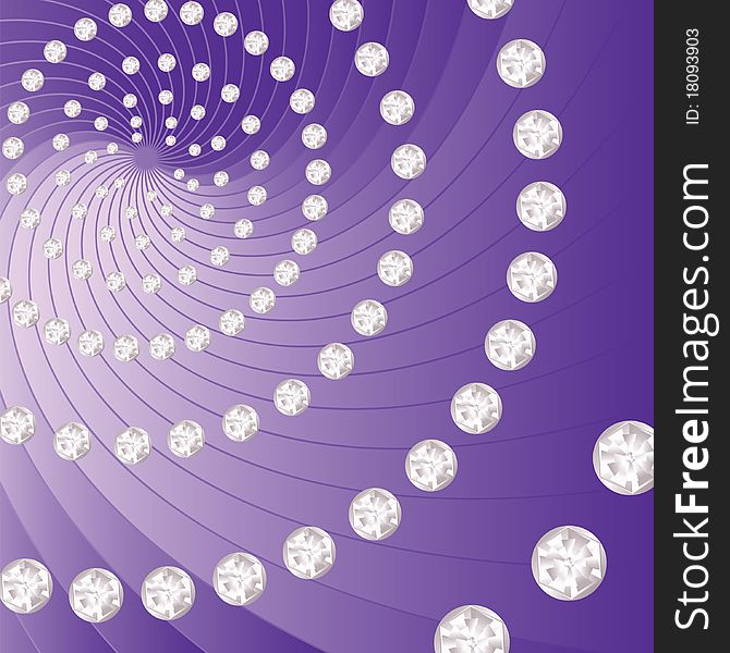 Lilac background with spiral of diamonds. Lilac background with spiral of diamonds