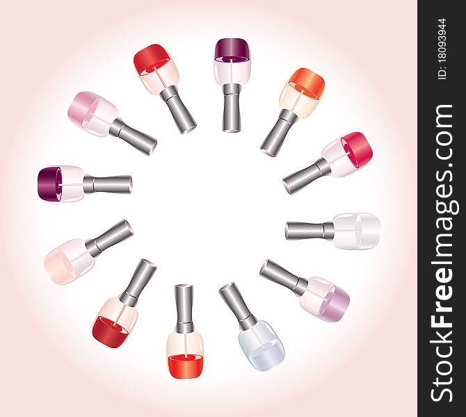 Set of color nail enamels isolated on a light background