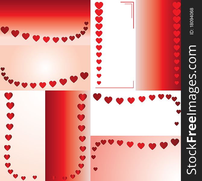 Set of simple backdrops with red hearts