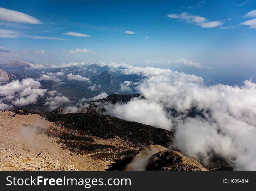 Above the clouds view at Tahtali mountain (Olympus), Turkey