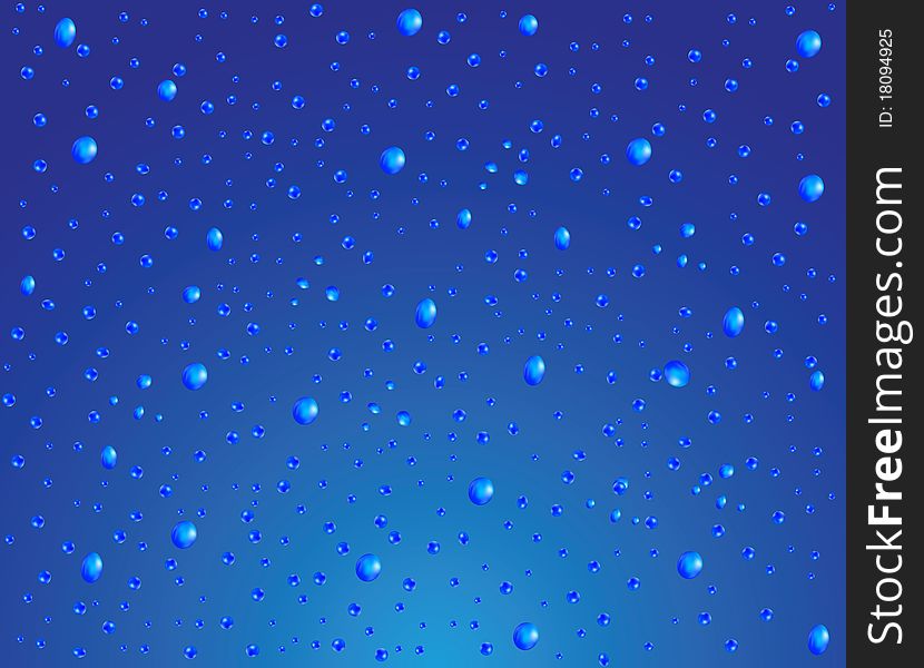 Beautiful water drops on a blue background. Beautiful water drops on a blue background