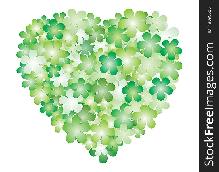 Green floral from heart; Vector