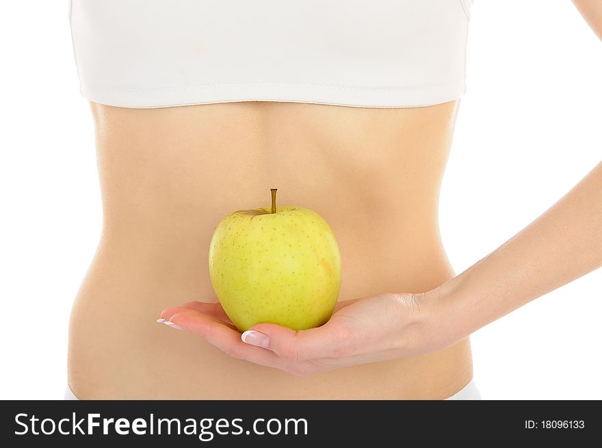 Woman with beautiful body and apple