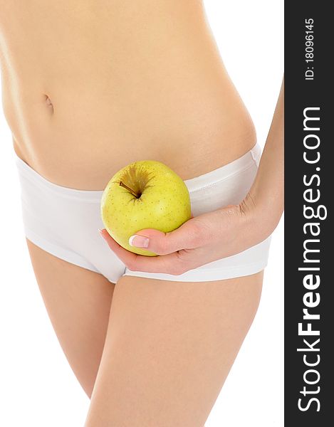 Woman with beautiful body and apple