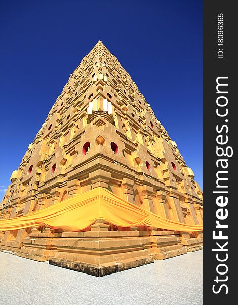 Golden pagoda in Thailnad with clear sky. Golden pagoda in Thailnad with clear sky