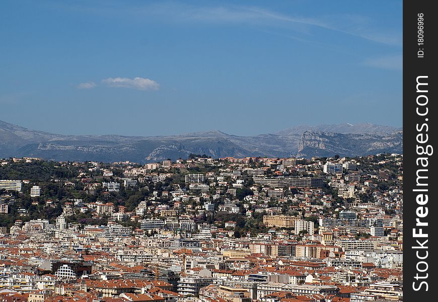 View over the town of Nice, France