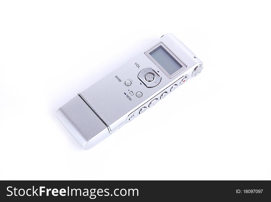 Digital dictaphone on a white background