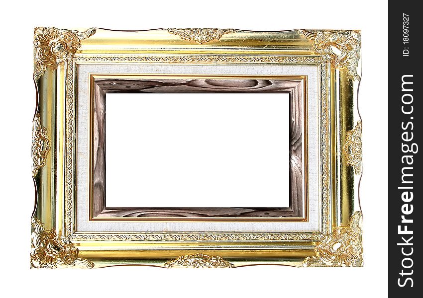 Vintage and classic golden frame on white background. Vintage and classic golden frame on white background