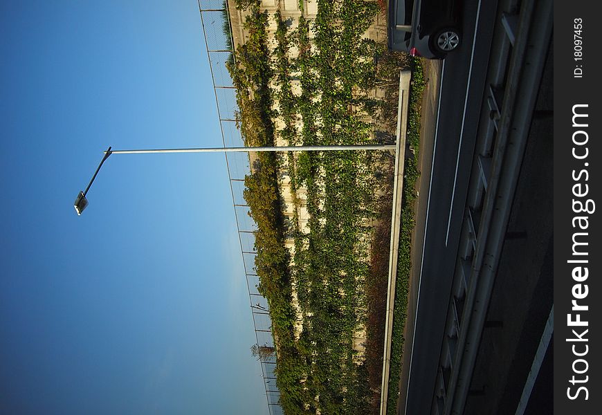 Street lamp in the highway from Narita-airport to Tokyo