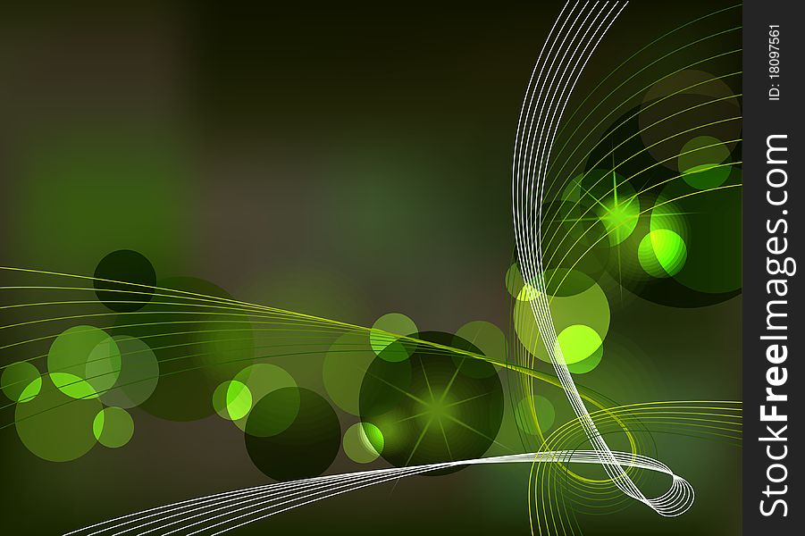 Abstract green background with circles and lines. Abstract green background with circles and lines