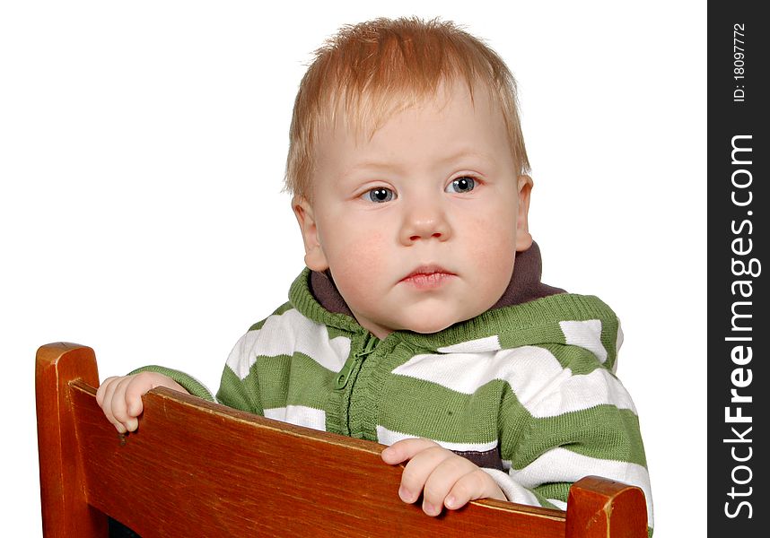 Portrait little boy isolated on white background