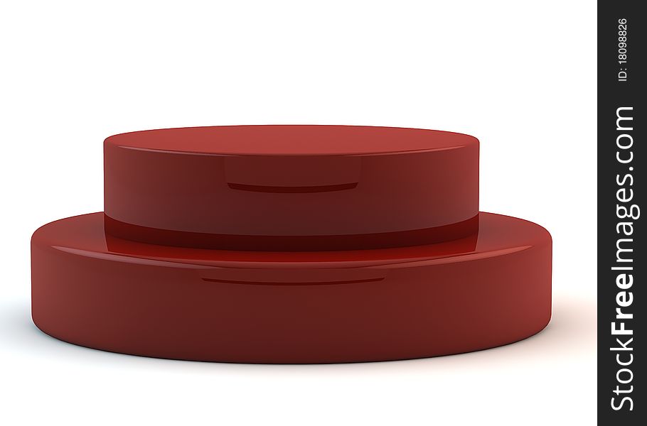 3d rendered of red pedestal on white background