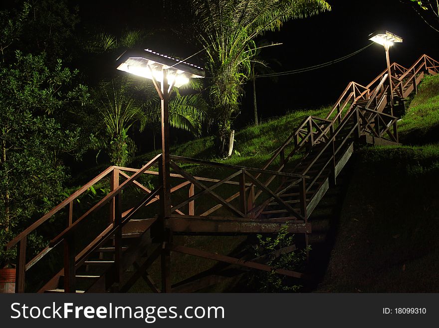 Wooden Bridge At Night