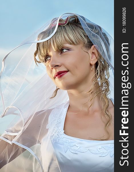 Beautiful  young woman bride portrait close up