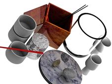 Flying Pebbles And Asia Dishes Stock Image Flying Pebbles And Asia Dishes Stock Image
