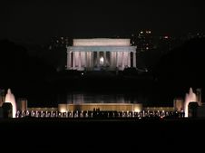 Lincoln Memorial, The Reflecting Pool And The World War II Memorial Royalty Free Stock Image
