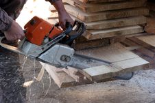 Cutting With Chainsaw Stock Photography Cutting With Chainsaw Stock Photography