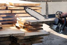 Cutting With Chainsaw Royalty Free Stock Photo Cutting With Chainsaw Royalty Free Stock Photo