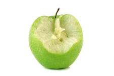 Bited Green Apple Royalty Free Stock Photography