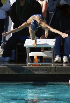 Woman Diving At Swim Meet Royalty Free Stock Image Woman Diving At Swim Meet Royalty Free Stock Image