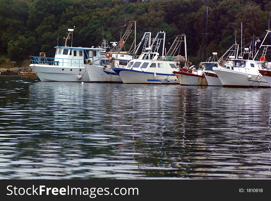 Yachts and boats lying in marine