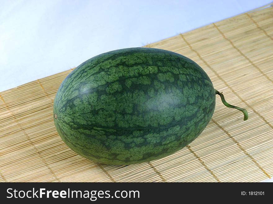 Fresh water melon on the rattan background