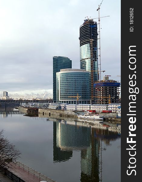 View at construction site of office center. View at construction site of office center