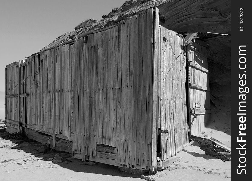 Wooden hut on beach