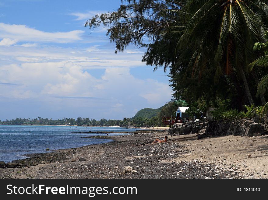 Rocky tropical beach in Tahiti