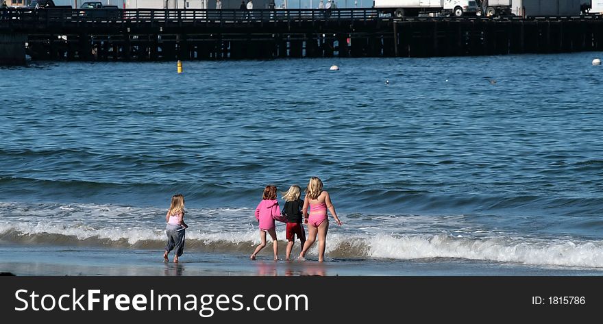 Girls at the beach in Monterey, California