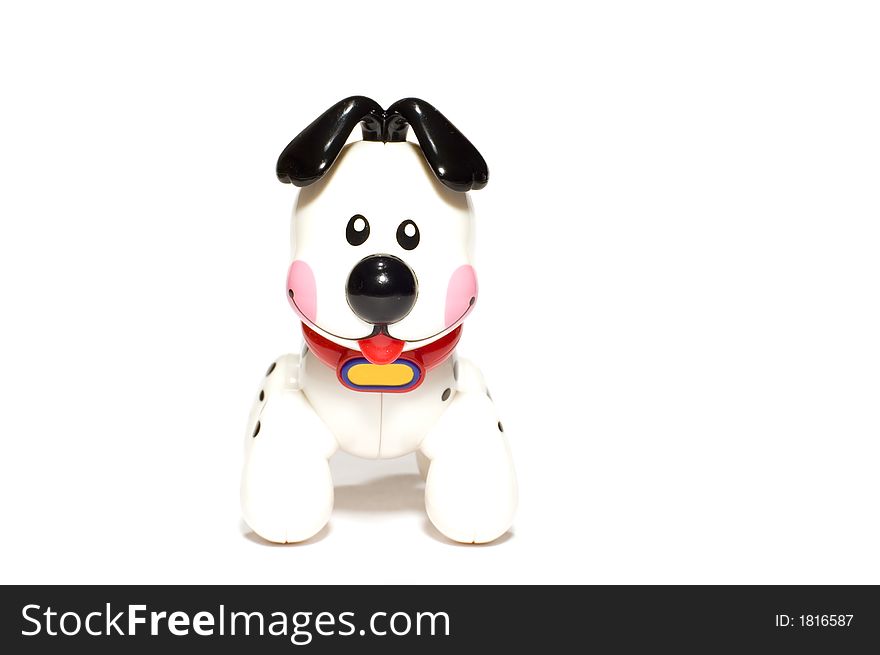 Series object on white: isolated - plastic toy - dog. Series object on white: isolated - plastic toy - dog