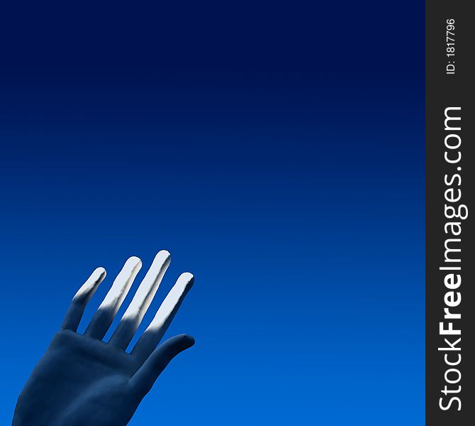 White hand of a statue in the bright blue sky. White hand of a statue in the bright blue sky.