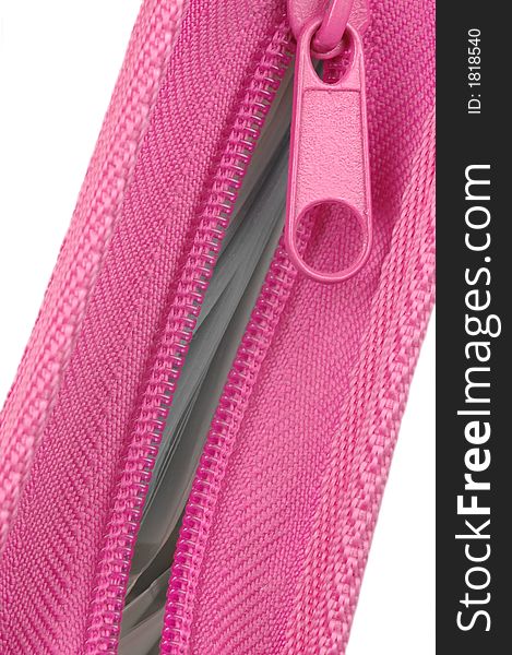 Isolated pink zipper folder containing paperwork
