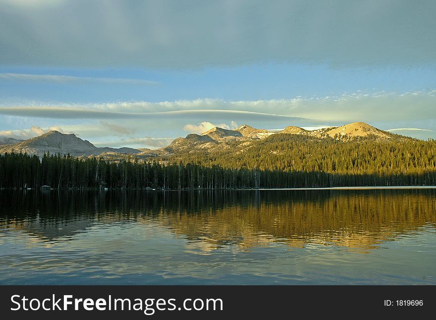 Beautiful Clouds and Mountains at a Lake near Tahoe. Beautiful Clouds and Mountains at a Lake near Tahoe