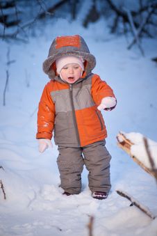 Adorable Baby Walking In Evening Park Royalty Free Stock Photos