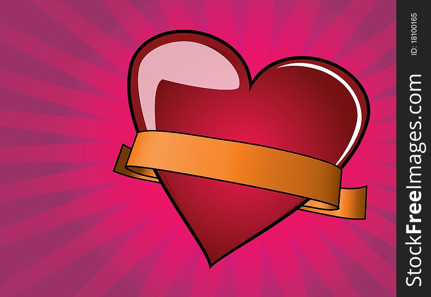 Valentine Day Background With Heart And Ribbon