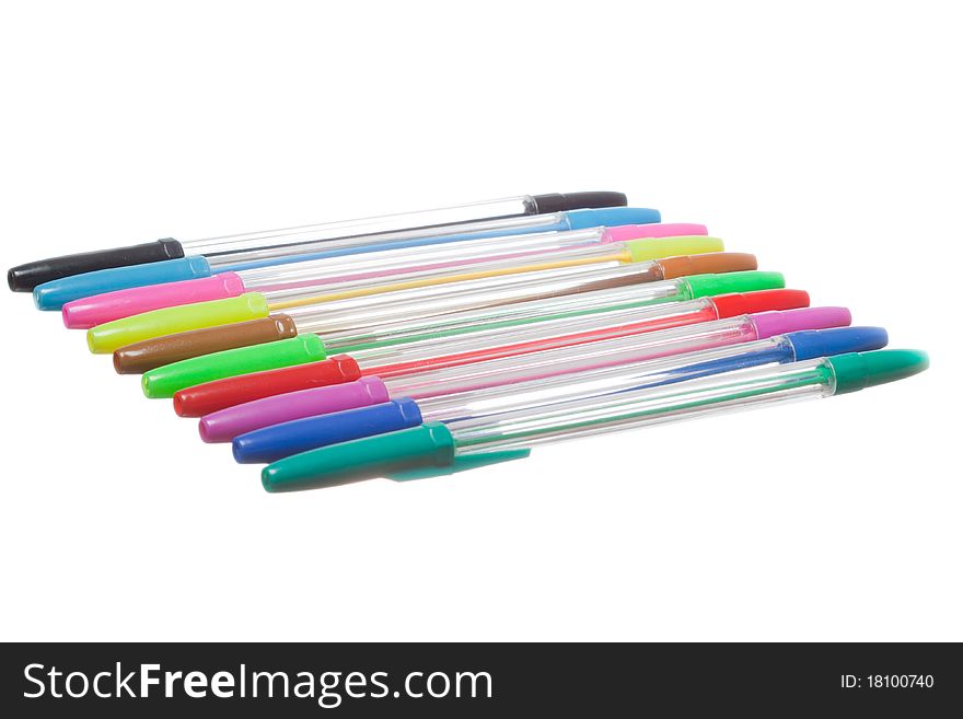 Coloure pen on white isolated background. Coloure pen on white isolated background