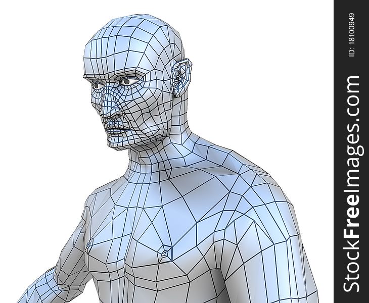 Human male mesh torso with head