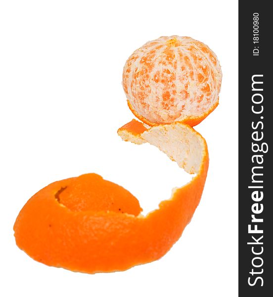 Peeled tangerines on a white background, isolated