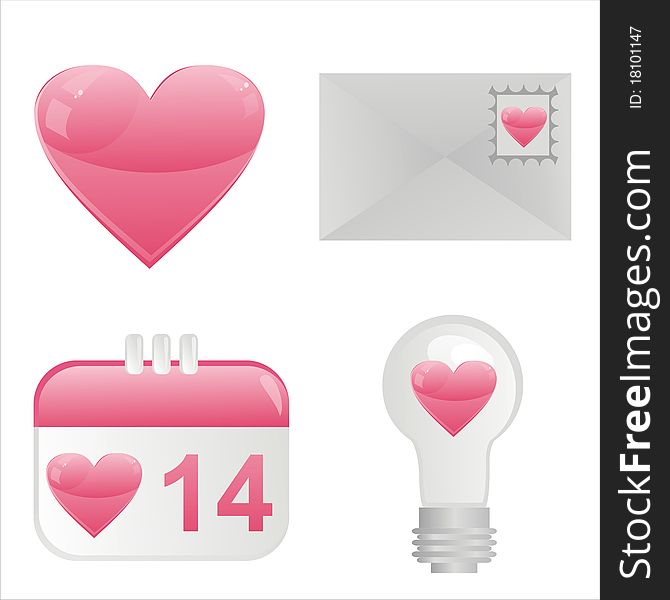 set of 4 st. valentine's day icons